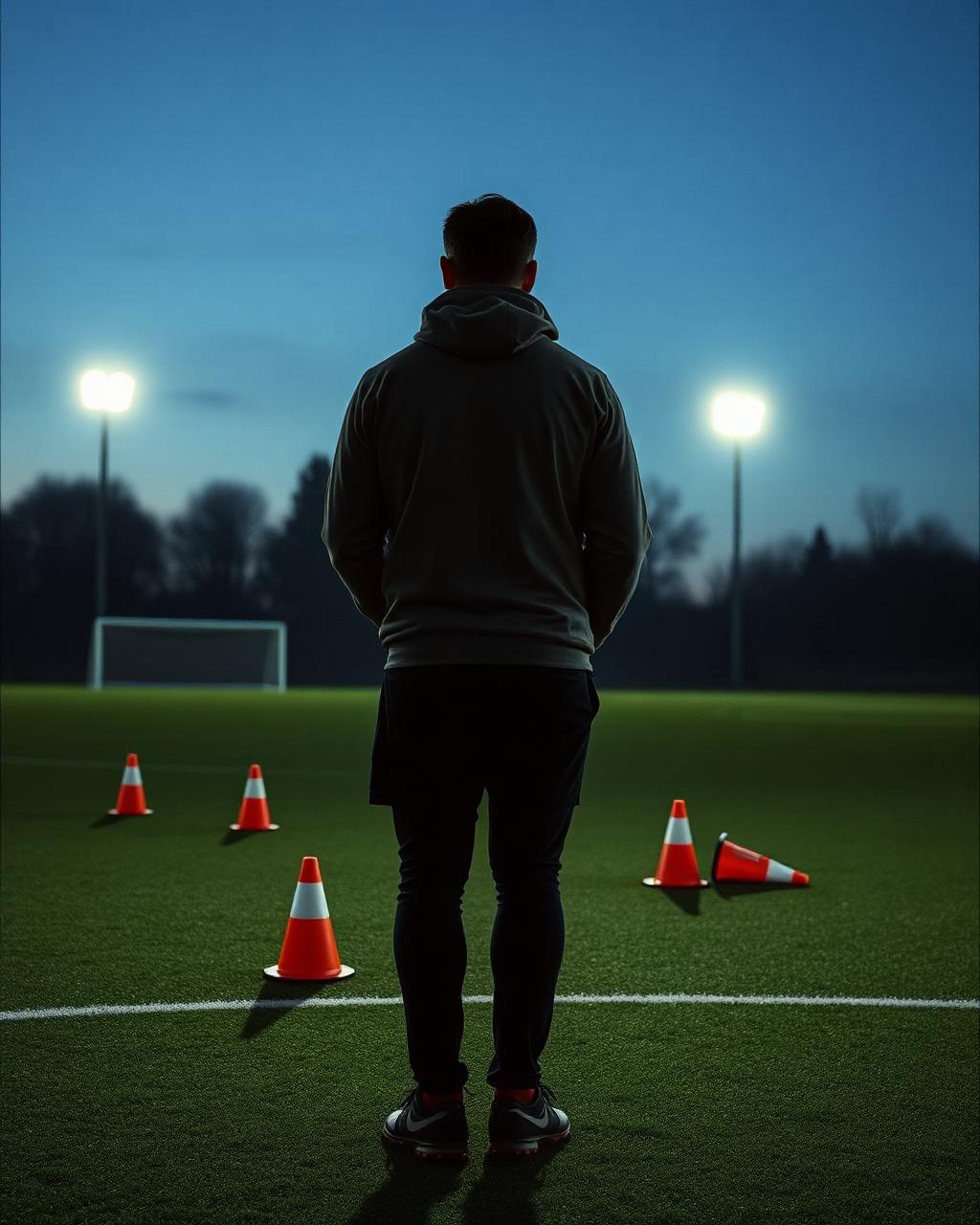 Youth coach watching a training session from the touchline